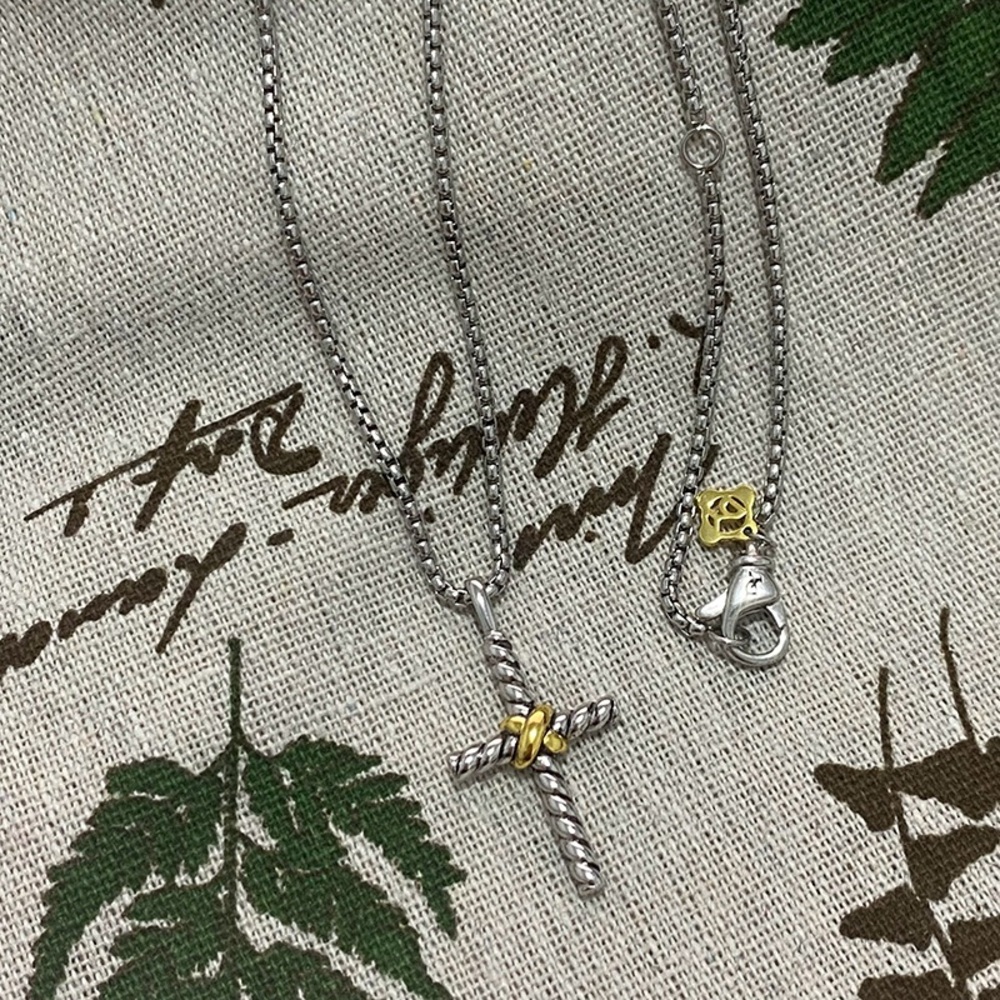 David Yurman Silver Cross Necklace